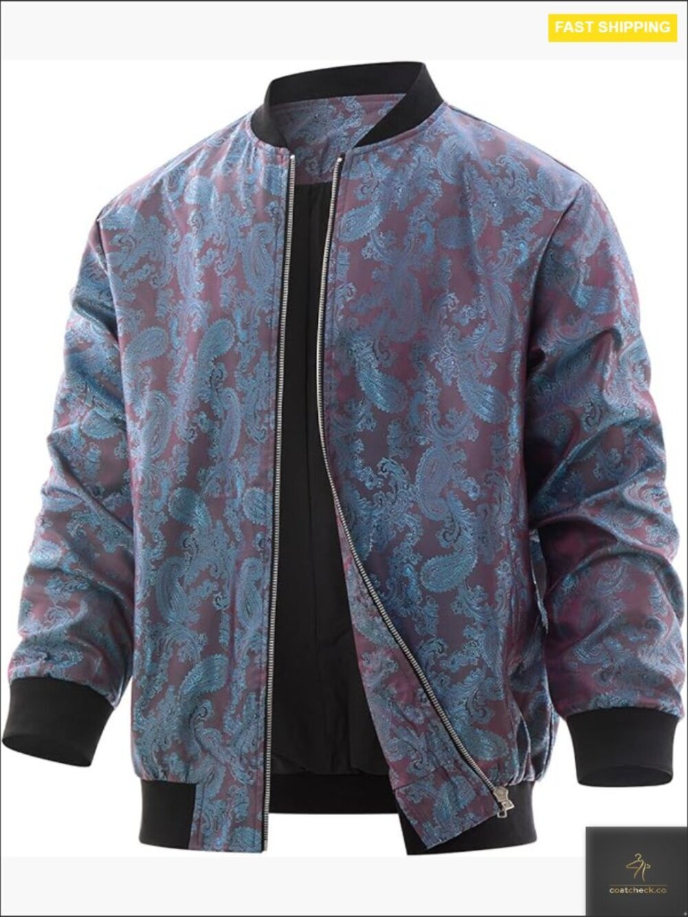 Men's Lightweight Bomber Jacket Retro Disco Party Windbreaker Long Sleeve Zip Up